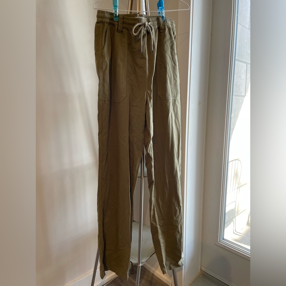 Topshop - Drawstring Pants - Olive Green - Size 8 Long